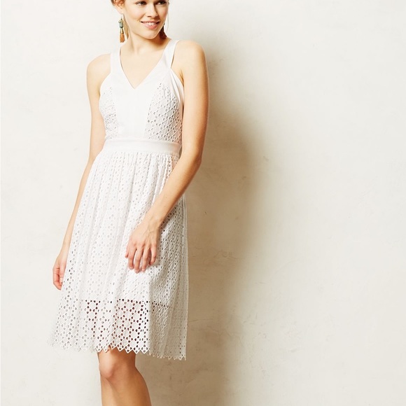 Leifsdottir Anthropologie Lila Eyelet White dress sz 4 - Picture 3 of 11
